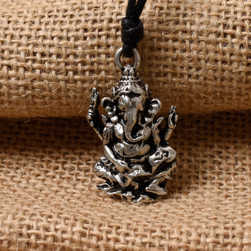 Hindu Ganesh Elephant God Silver Pewter Gold Brass Necklace Pendant Jewelry
