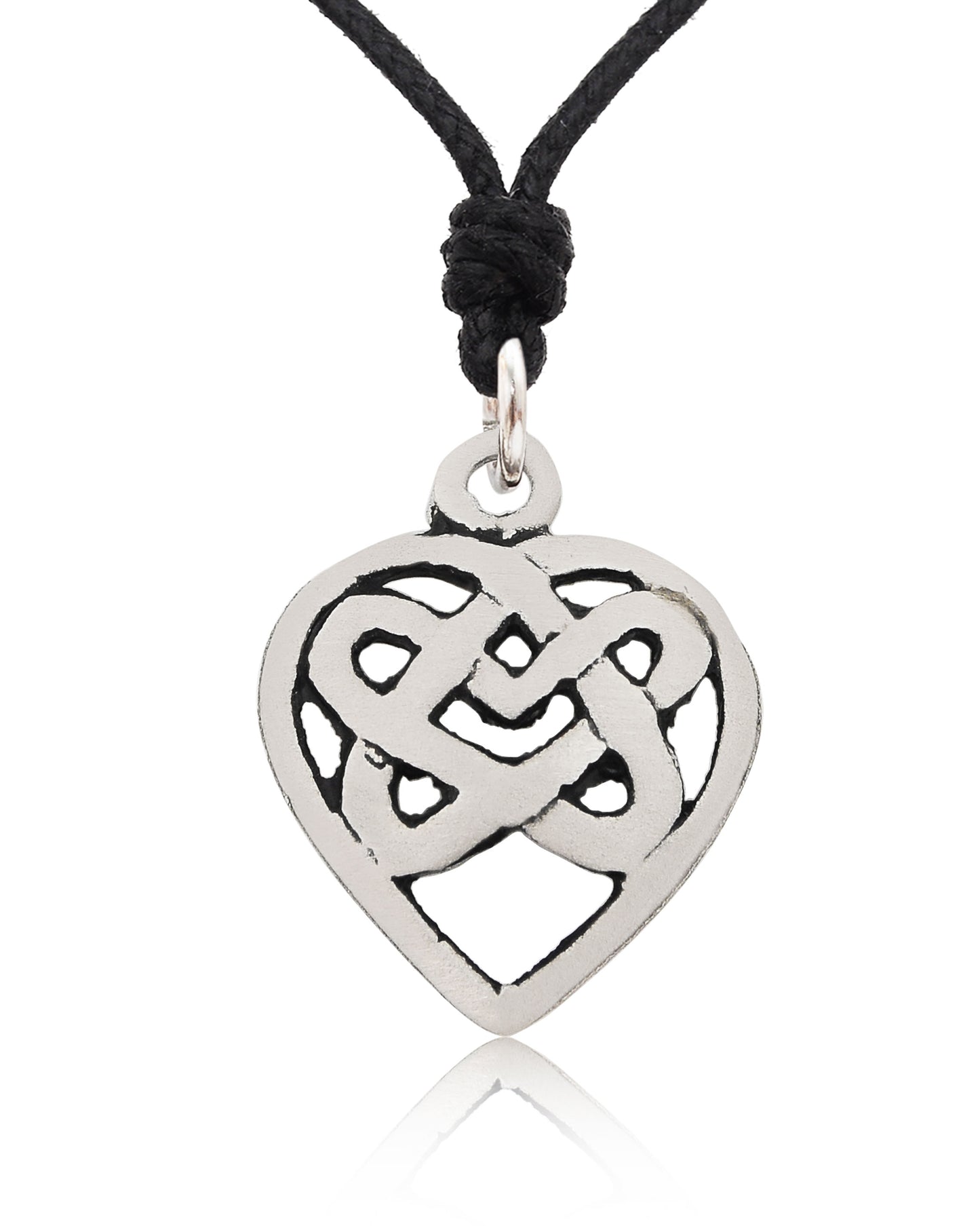 Handmade Celtic Heart Knot Silver Pewter Silver Charm Necklace Pendant Jewelry