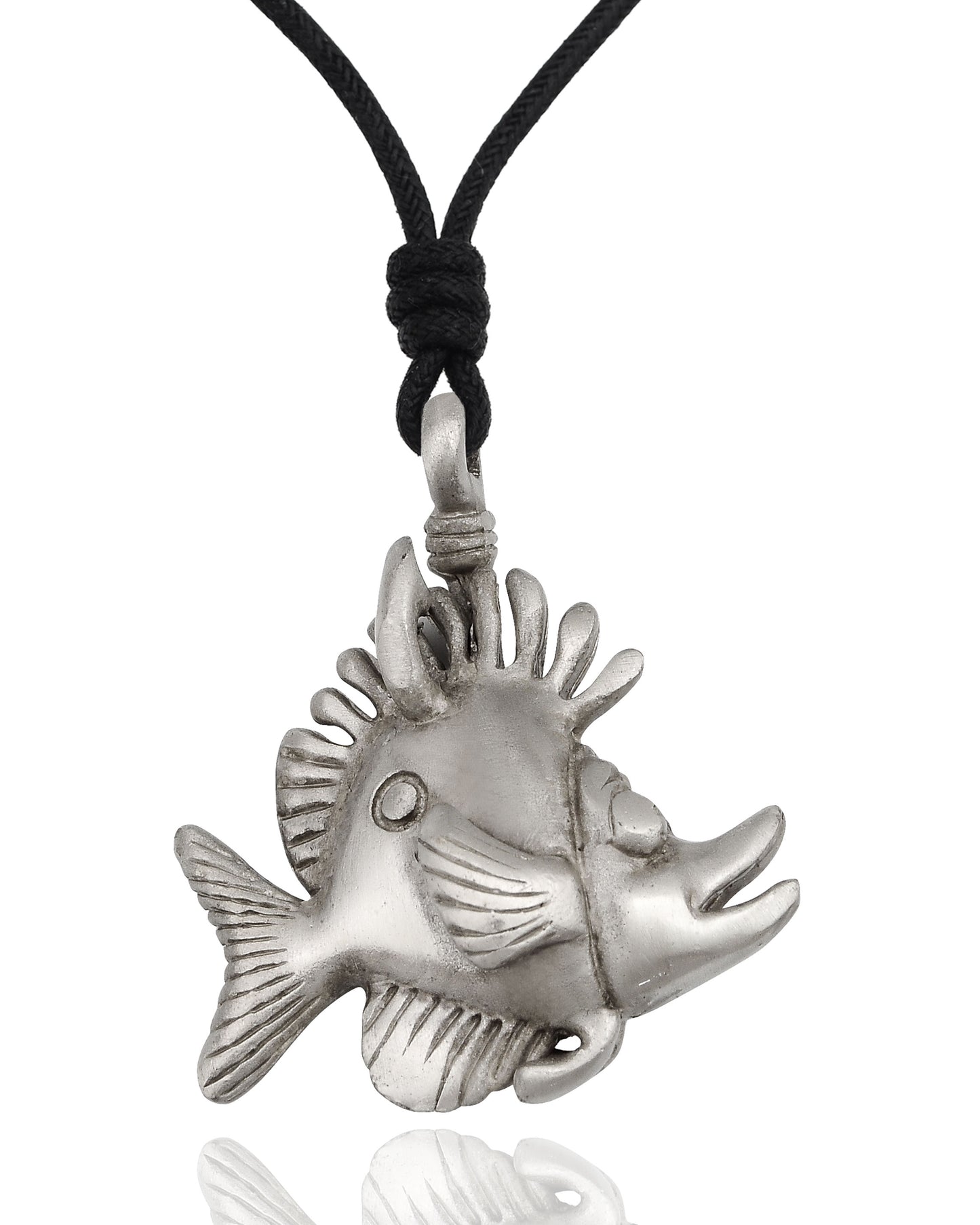 Aquarium Fish Silver Pewter Charm Necklace Pendant Jewelry