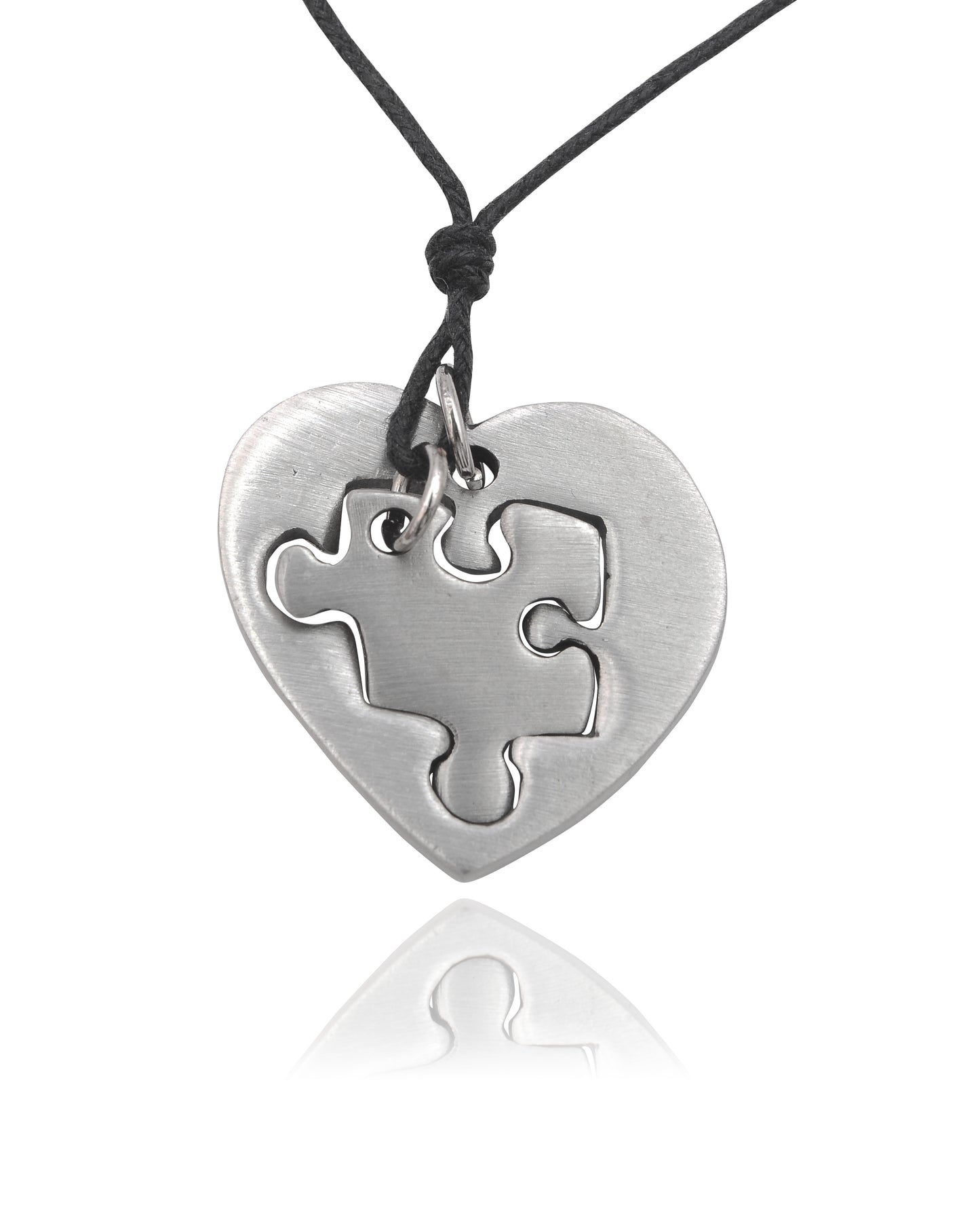Bestfiend Puzzle Heart Silver Pewter Gold Brass Charm Necklace Pendant Jewelry