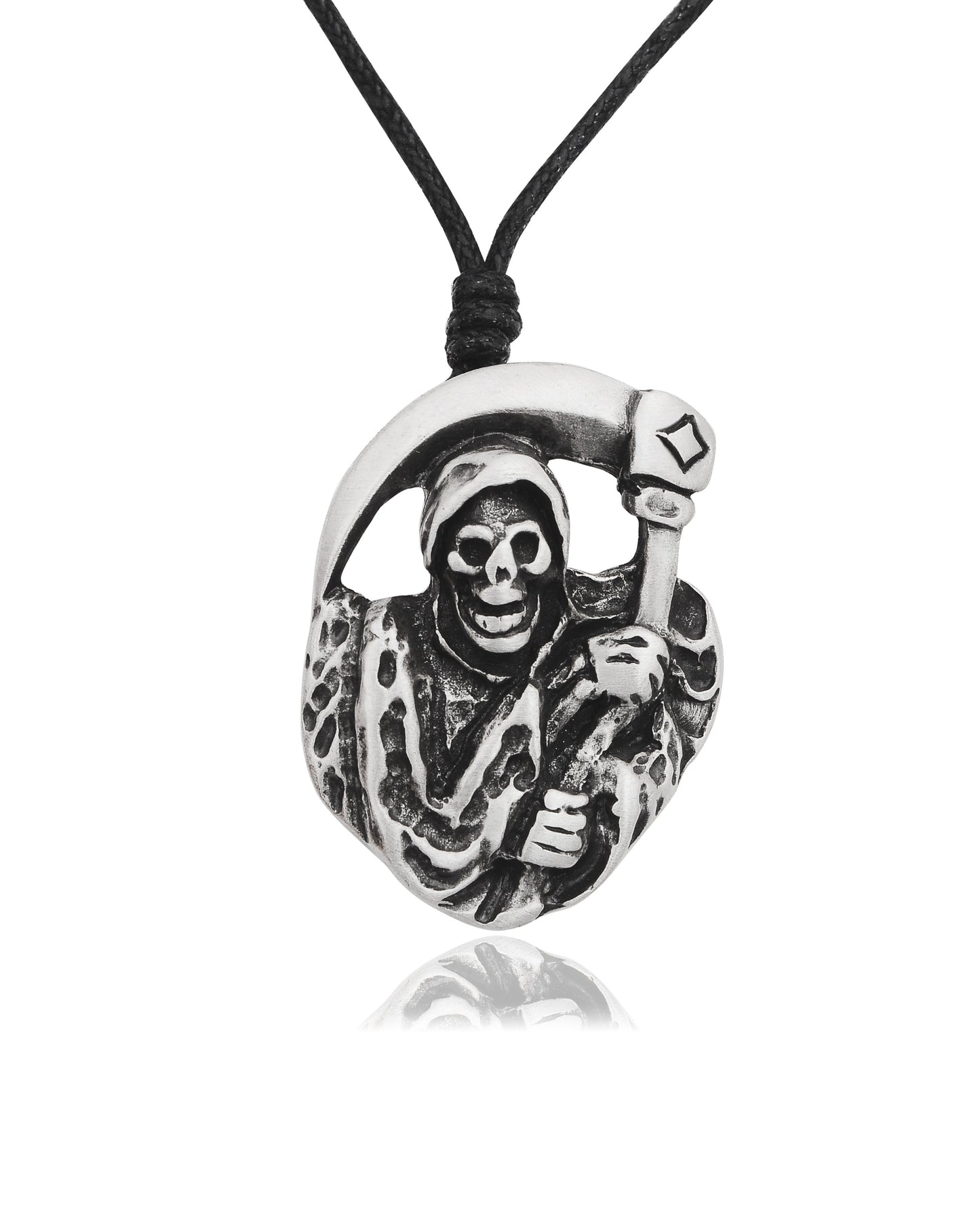 Grim Reaper Silver Pewter Charm Necklace Pendant Jewelry