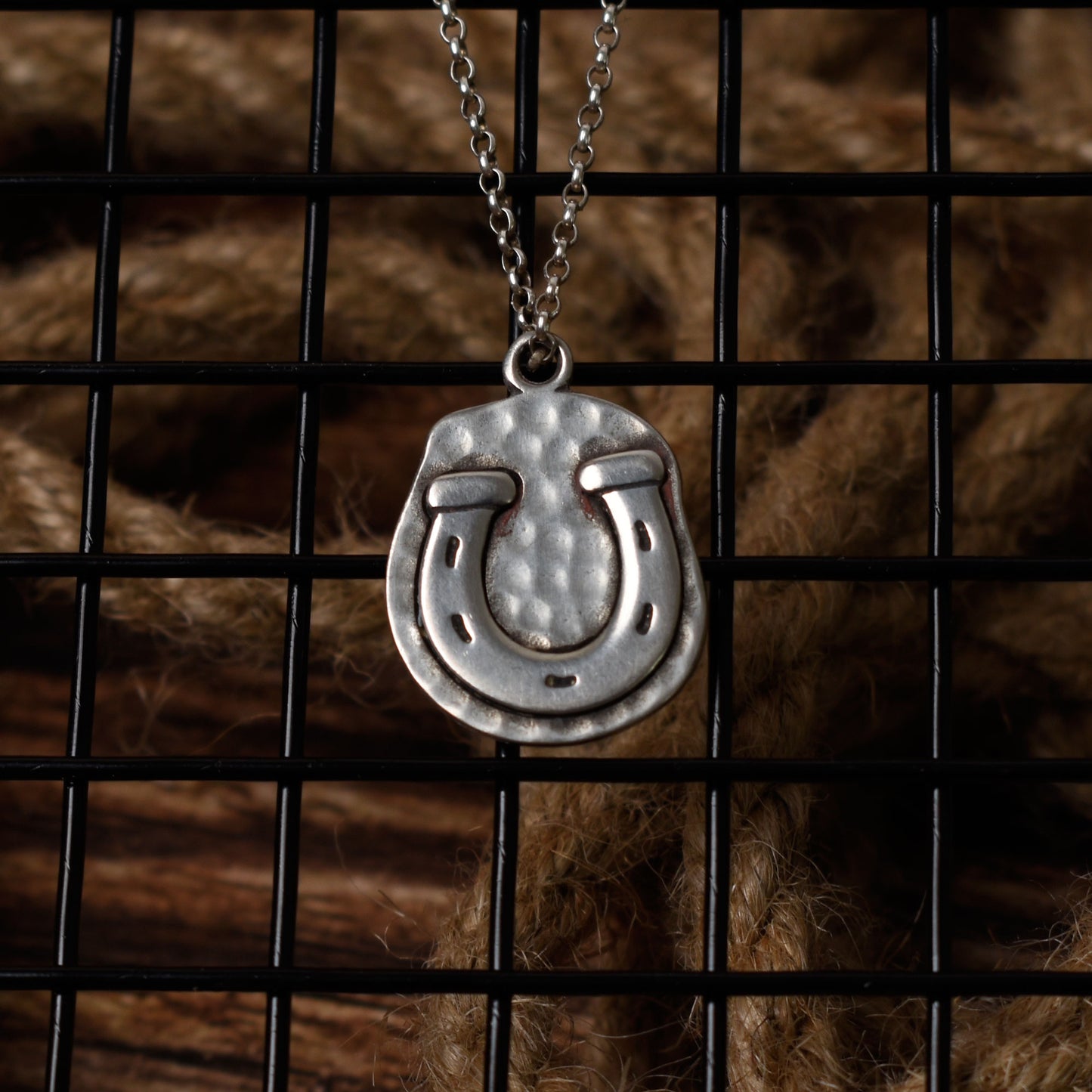 Lucky Horse Shoe Silver Pewter Charm Necklace Pendant Jewelry