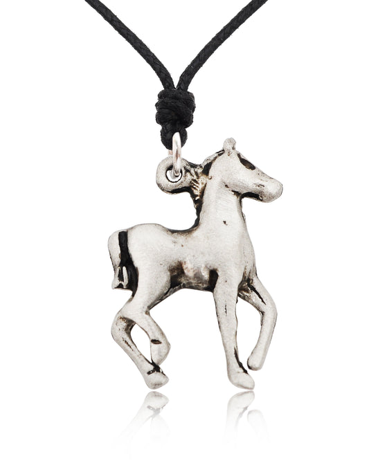 Lovely Horse Handmade Silver Pewter Necklace Pendant Jewelry