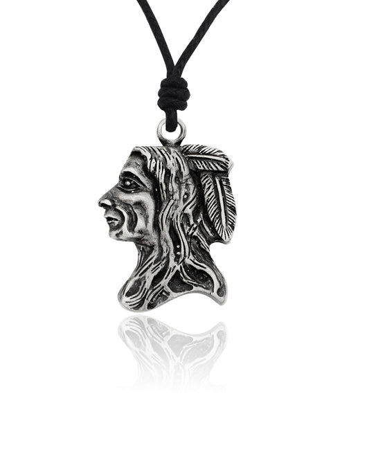 Native American Indian Chief Silver Pewter Gold Brass Necklace Pendant Jewelry