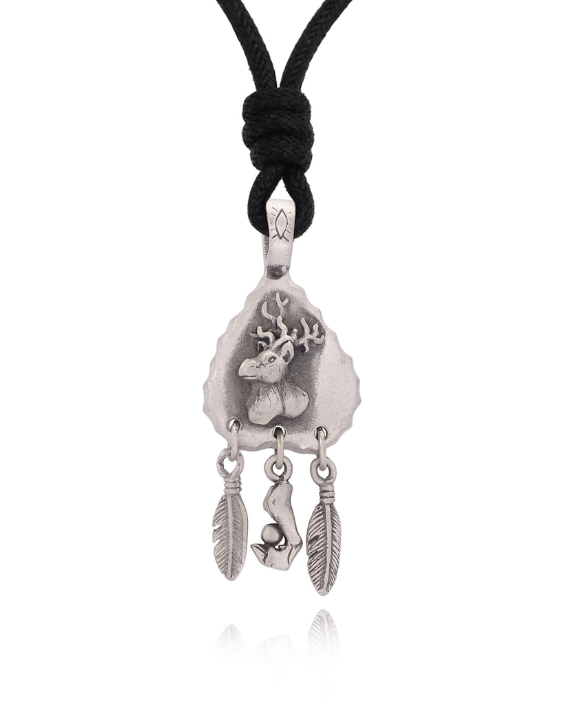 Native American Carved Stone Animal Silver Pewter Necklace Pendant Jewelry