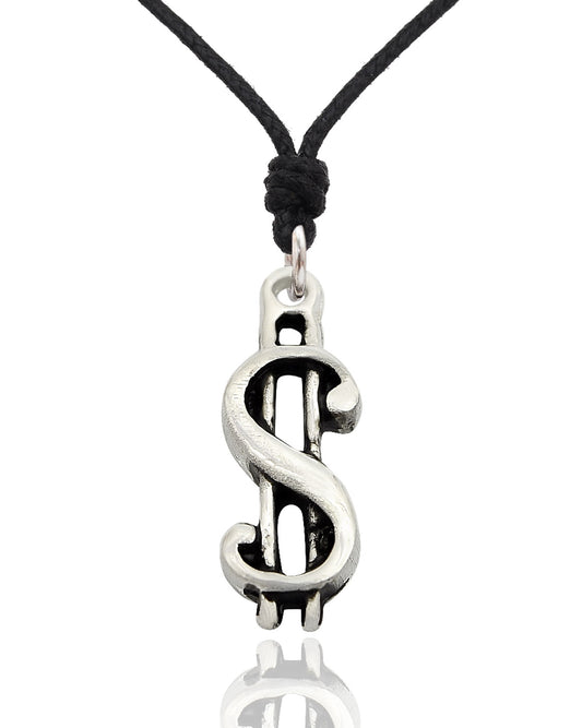 Dollar Bill Symbol Silver Pewter Charm Necklace Pendant Jewelry