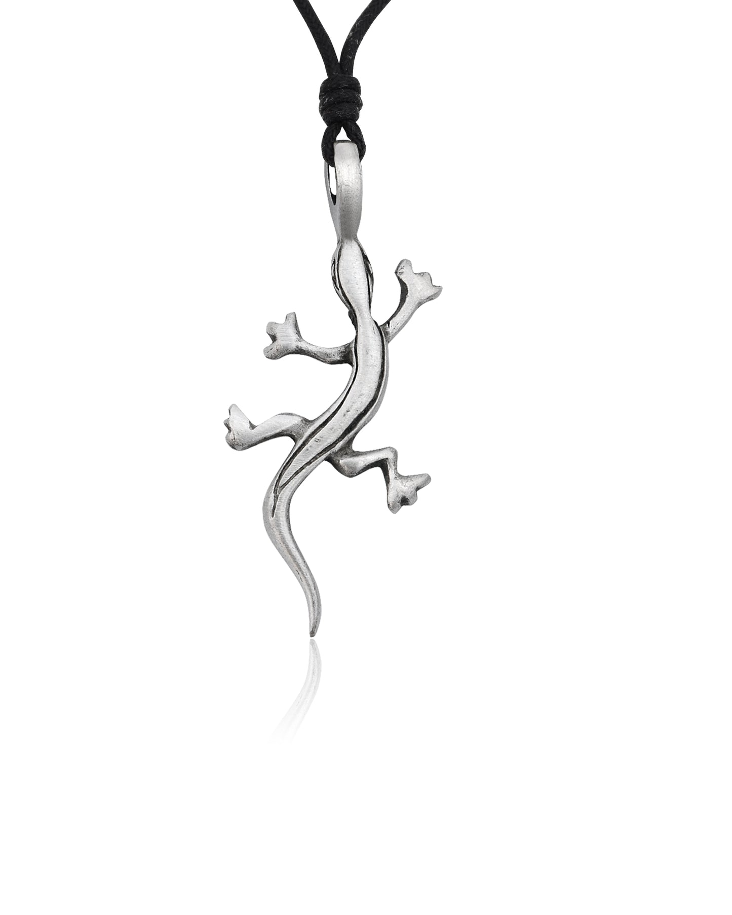 Lizard Reptile Silver Pewter Charm Necklace Pendant Jewelry