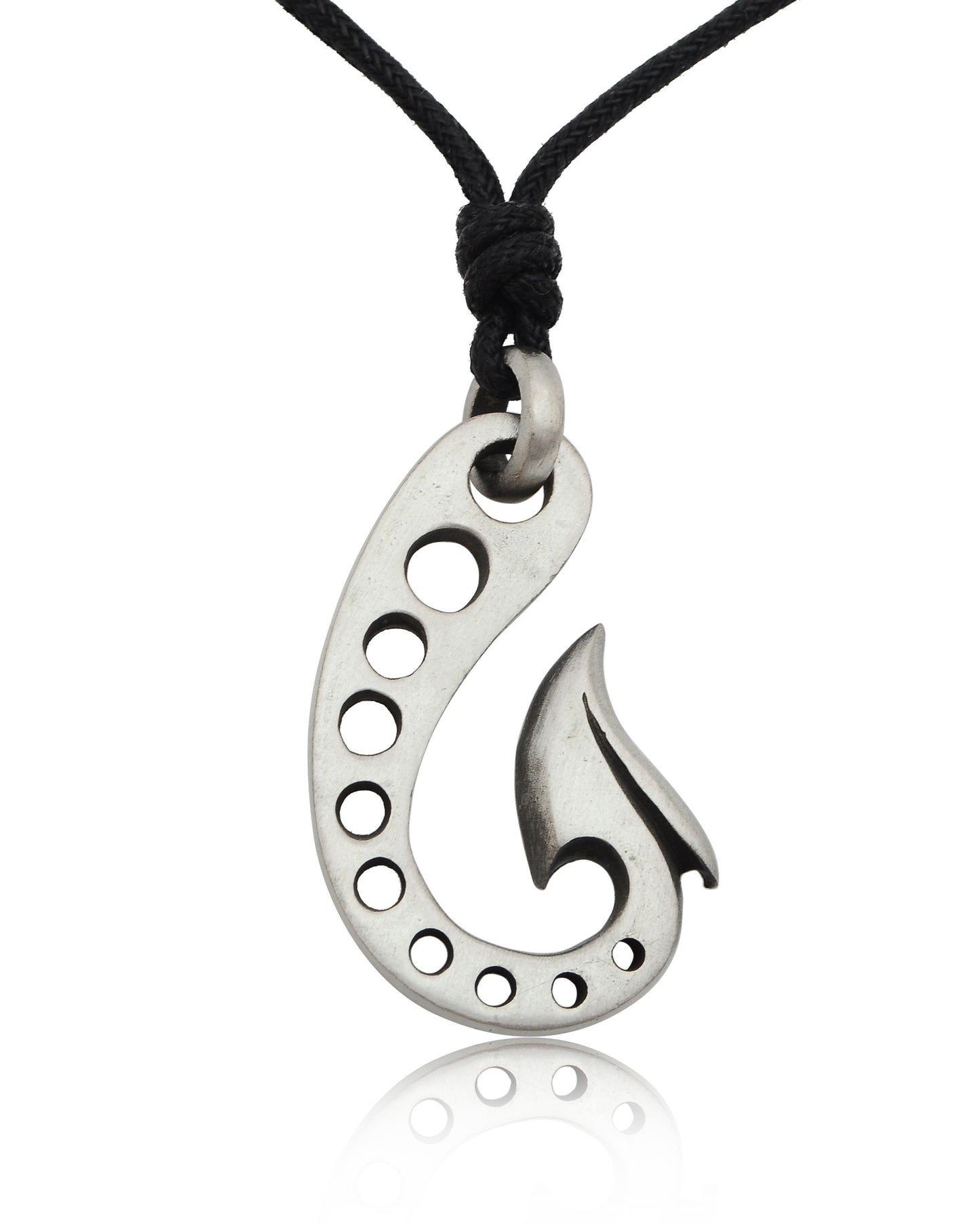 Maori Fishing Hook Silver Pewter Charm Necklace Pendant Jewelry