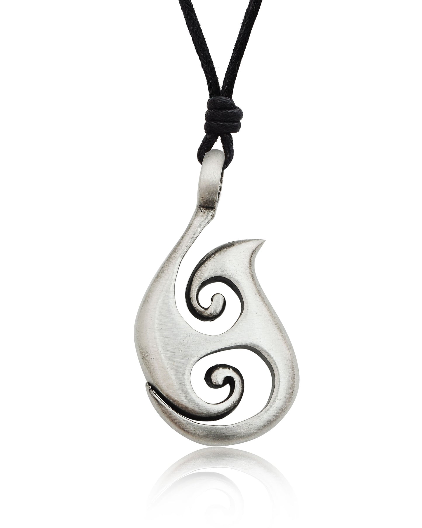 Maori Tribal Fishing Hook Tribal Silver Pewter Brass Necklace Pendant Jewelry