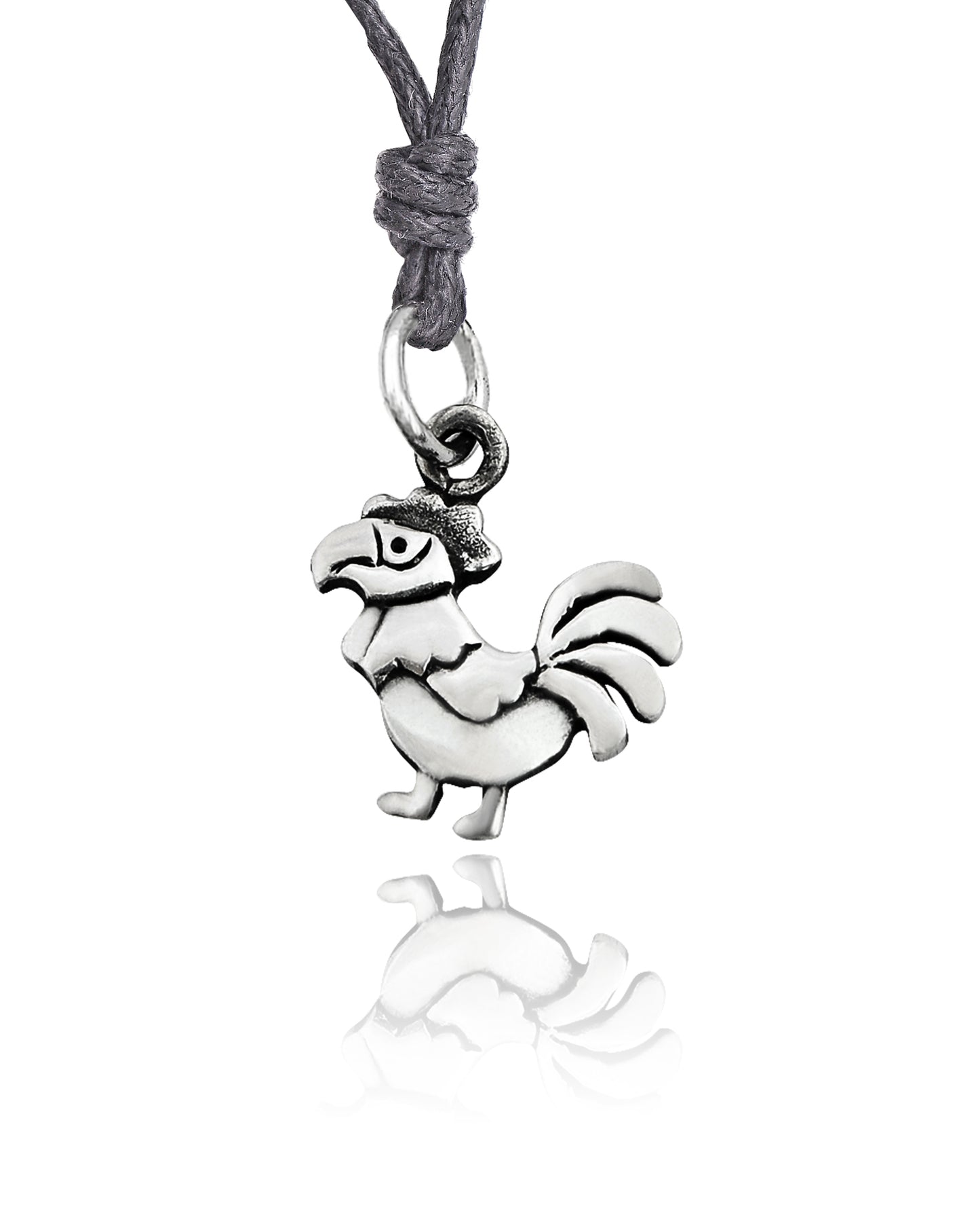 Chicken Rooster Cock Silver Pewter Charm Necklace Pendant Jewelry