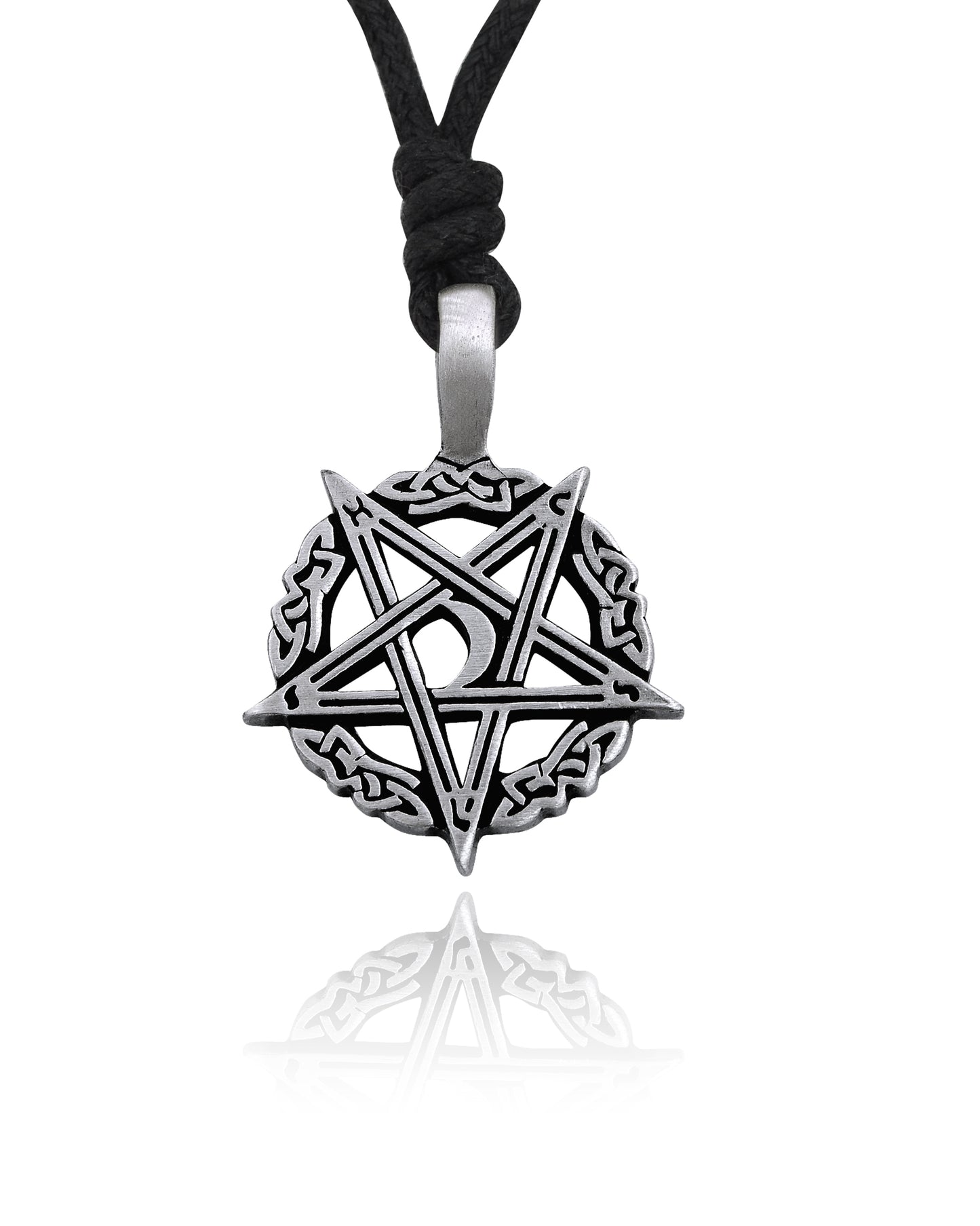 Gothic Pentagram Star Skull 92.5 Sterling Silver Pewter Necklace Pendant Jewelry