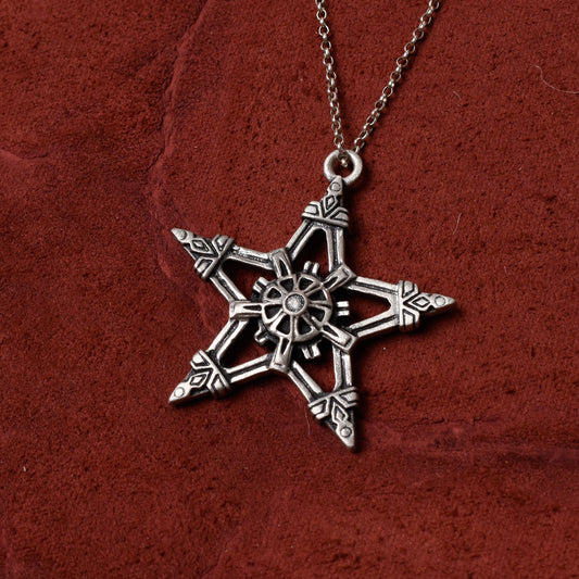 Pentagram Star Silver Pewter Charm Necklace Pendant Jewelry