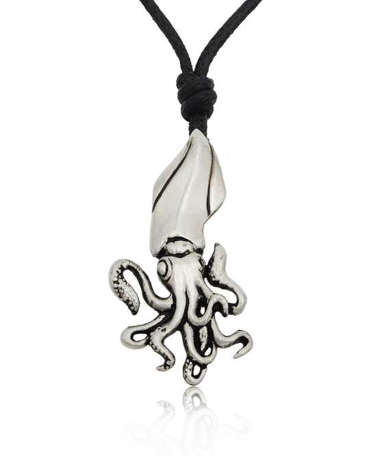 Squid Sea Life Silver Pewter Gold Brass Charm Necklace Pendent Jewelry