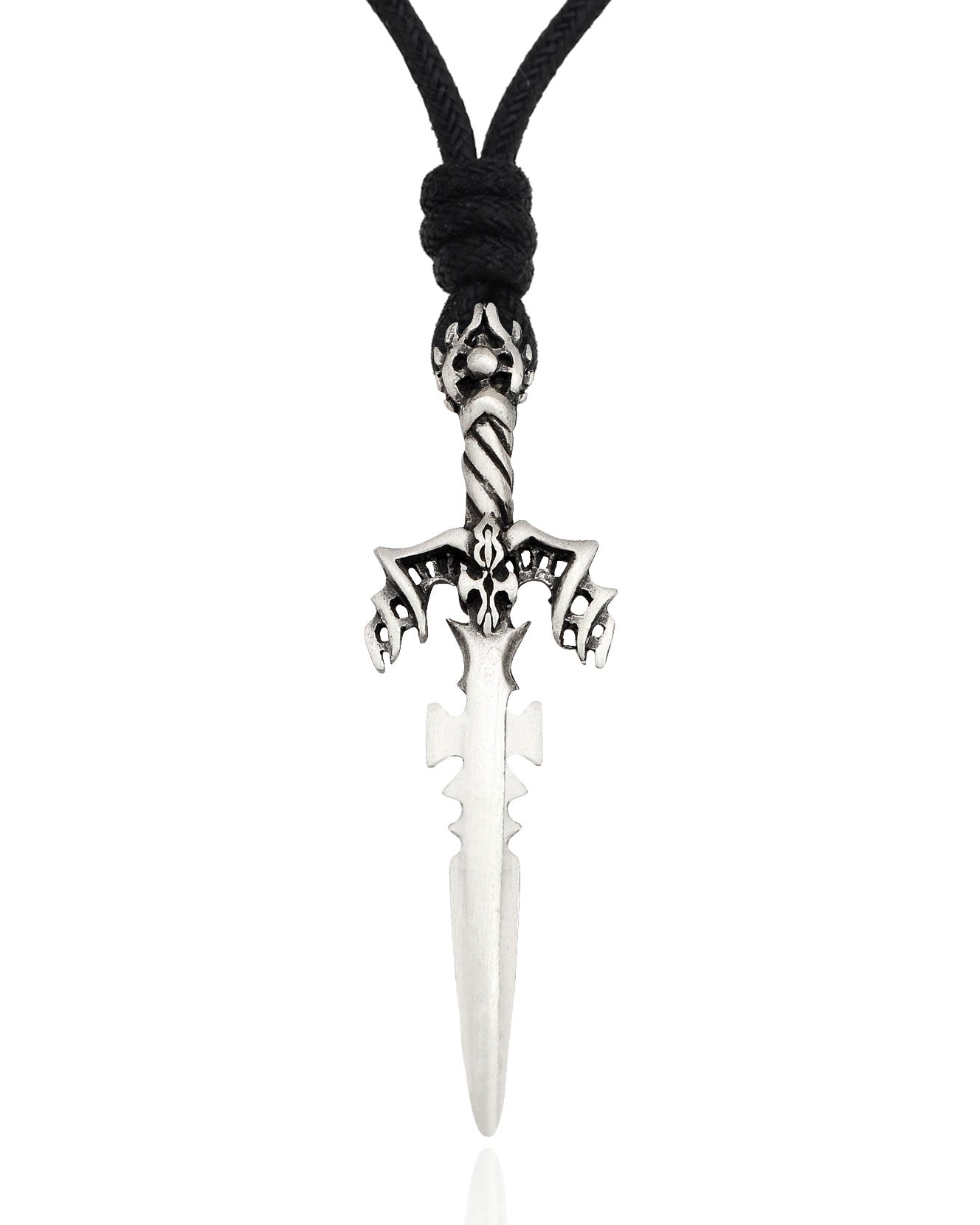 Battle Knight Amor Sword Silver Pewter Charm Necklace Pendant Jewelry