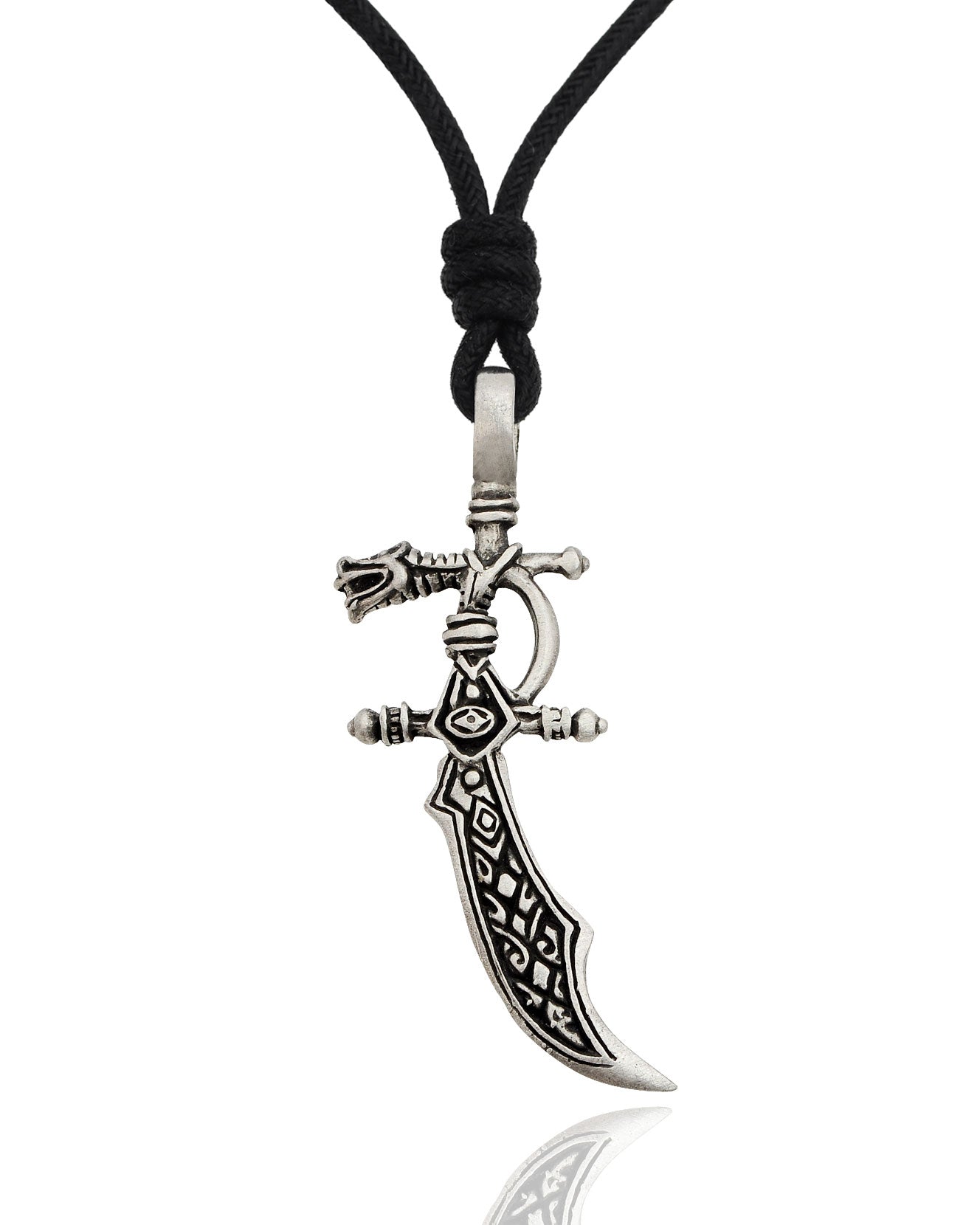 Dragon Sword Silver Pewter Charm Necklace Pendant Jewelry