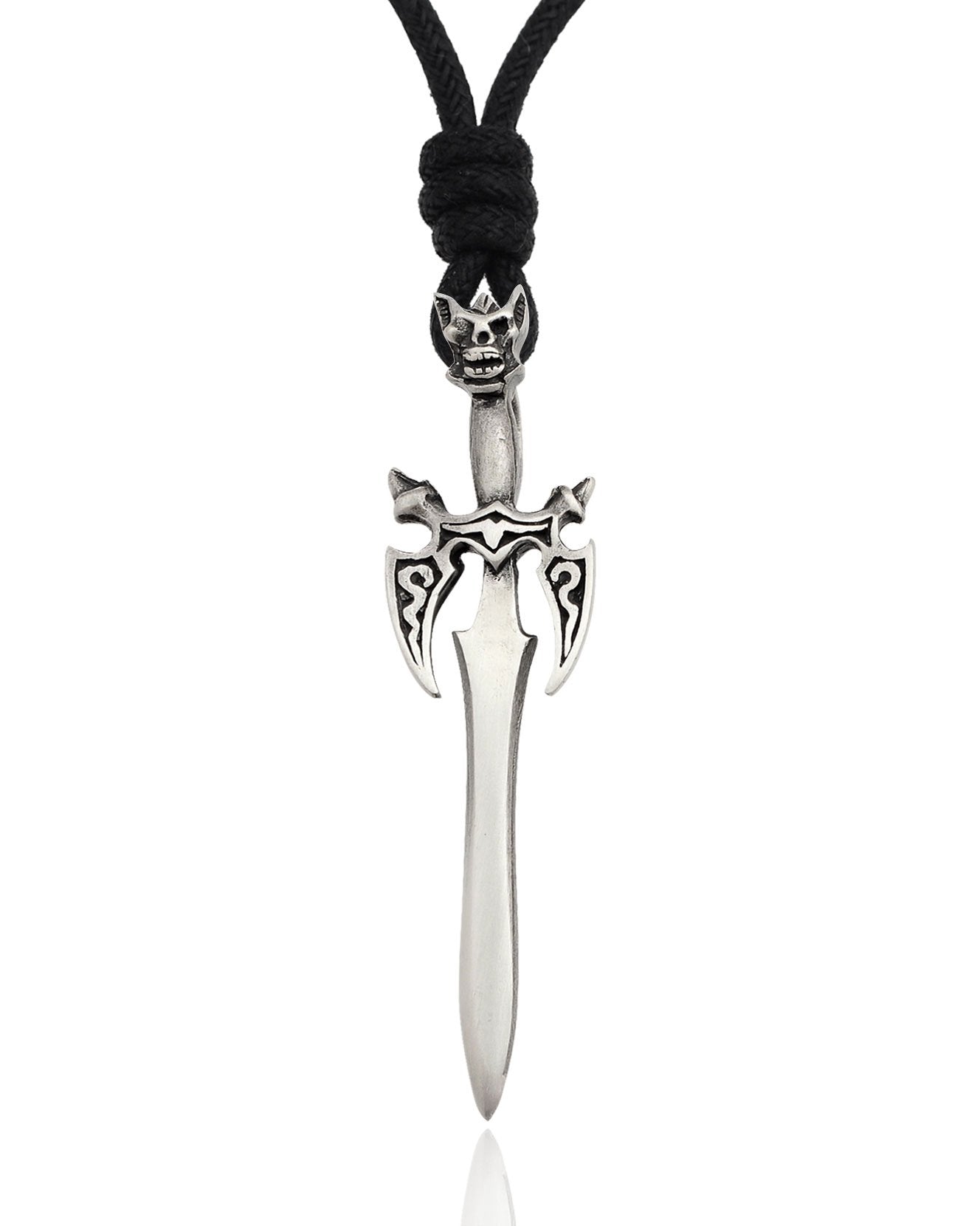Battle Knight Amor Sword Silver Pewter Charm Necklace Pendant Jewelry