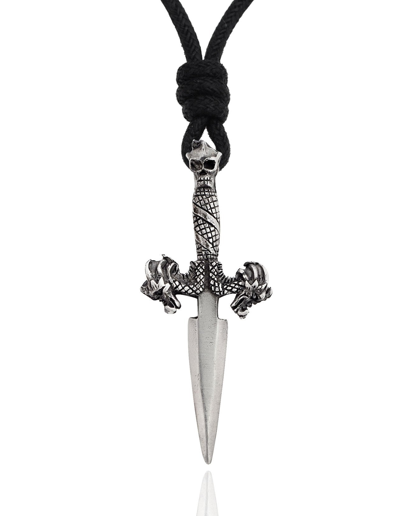 Dragon Sword Silver Pewter Charm Necklace Pendant Jewelry