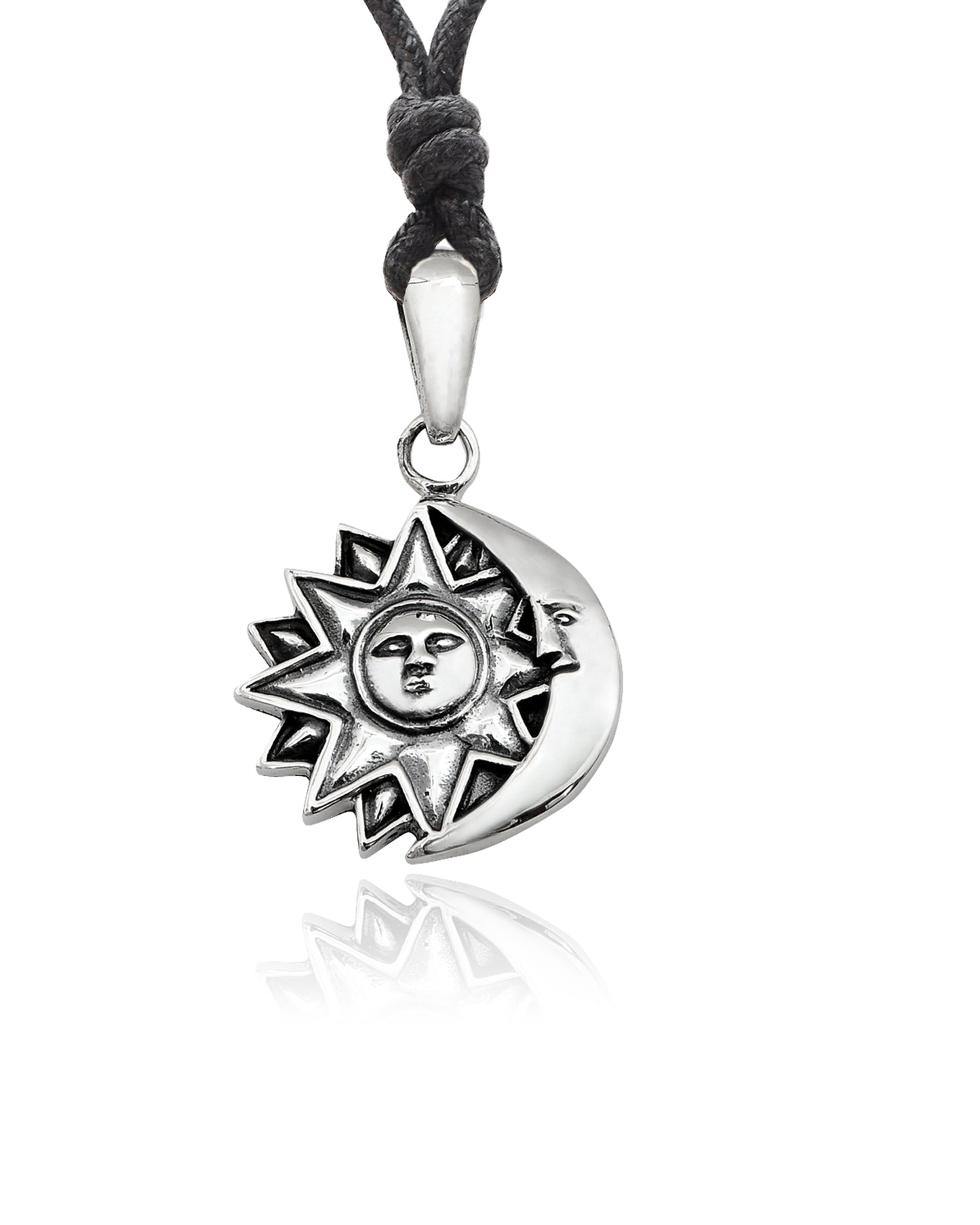 Sun and Moon 92.5 Sterling Silver Necklace Pendant Jewelry