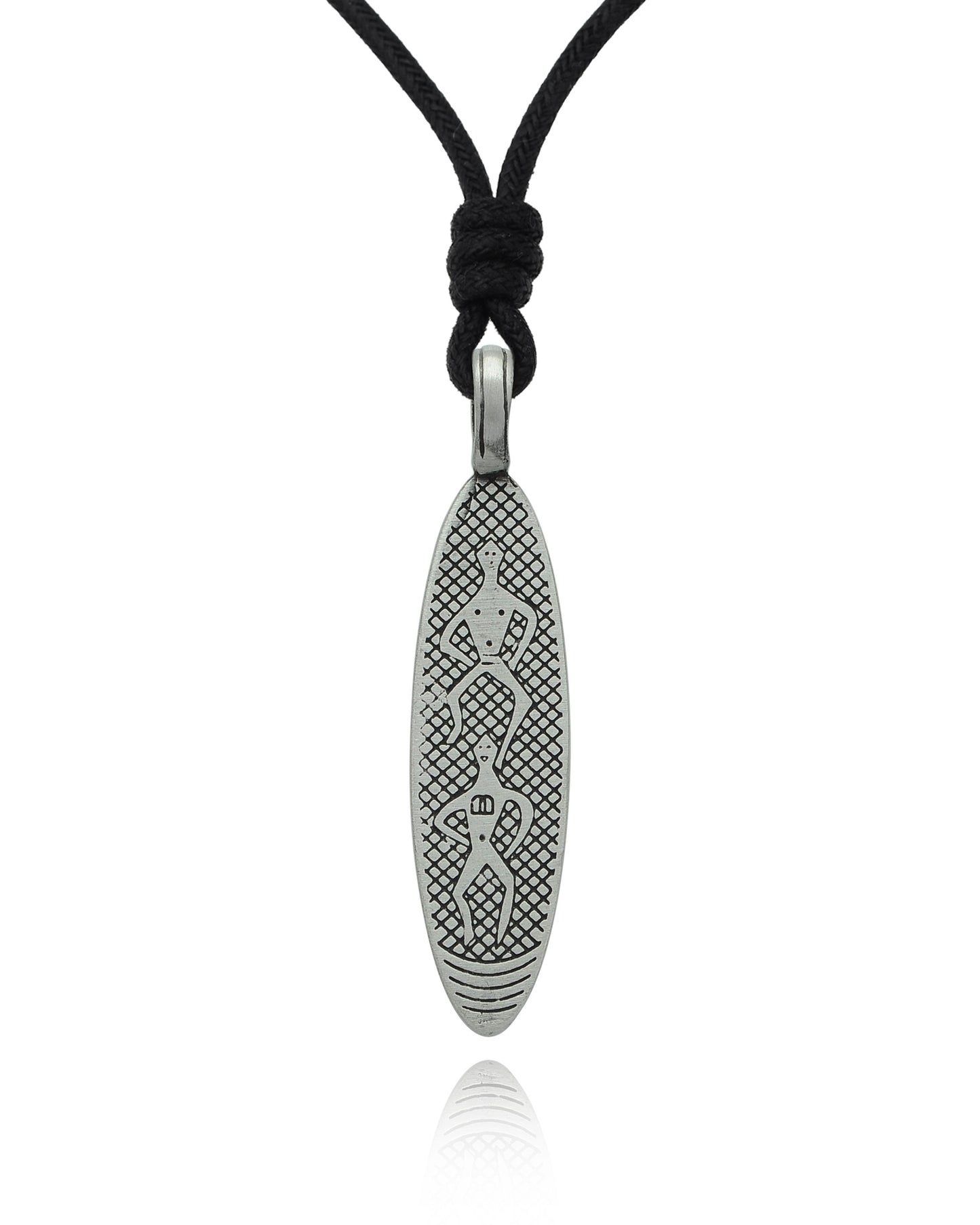 Stylish Aboriginal Art Surfboard Silver Pewter Charm Necklace Pendant Jewelry