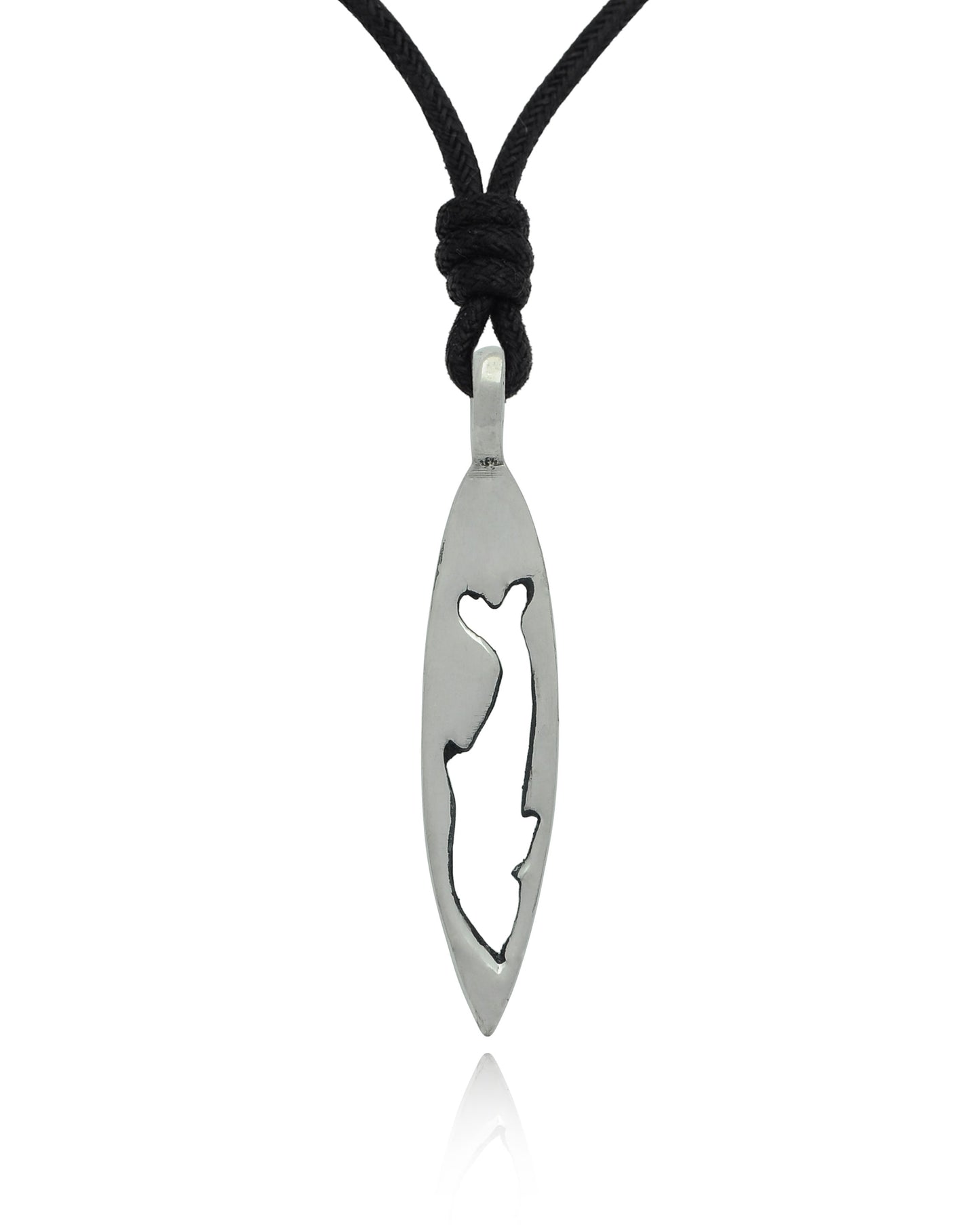 Dolphin Surfboard Silver Pewter Charm Necklace Pendant Jewelry