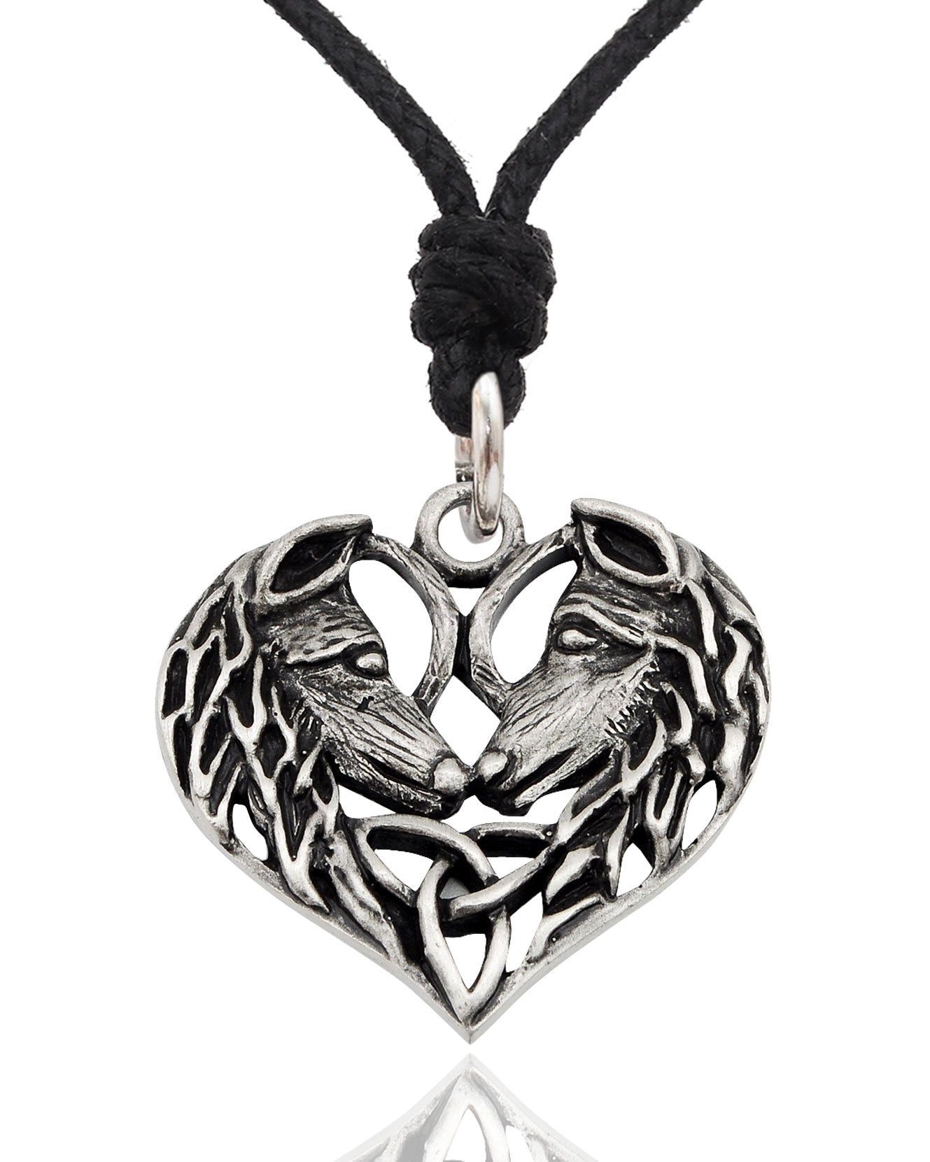 Wolf Heart Size S & M 92.5 Sterling Silver Pewter Charm Necklace Pendant Jewelry