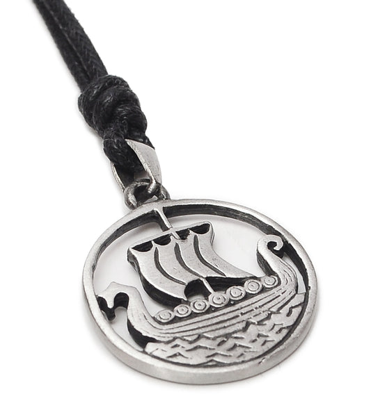 Viking Norway Boat Ship Silver Pewter Gold Brass Necklace Pendant Jewelry