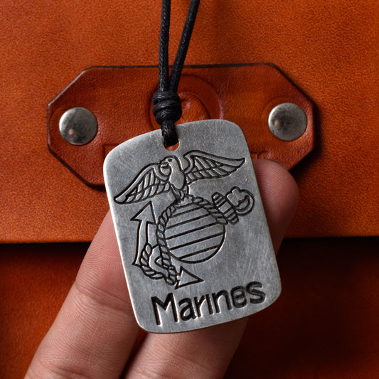 US Marines Silver Pewter Charm Necklace Pendant Jewelry