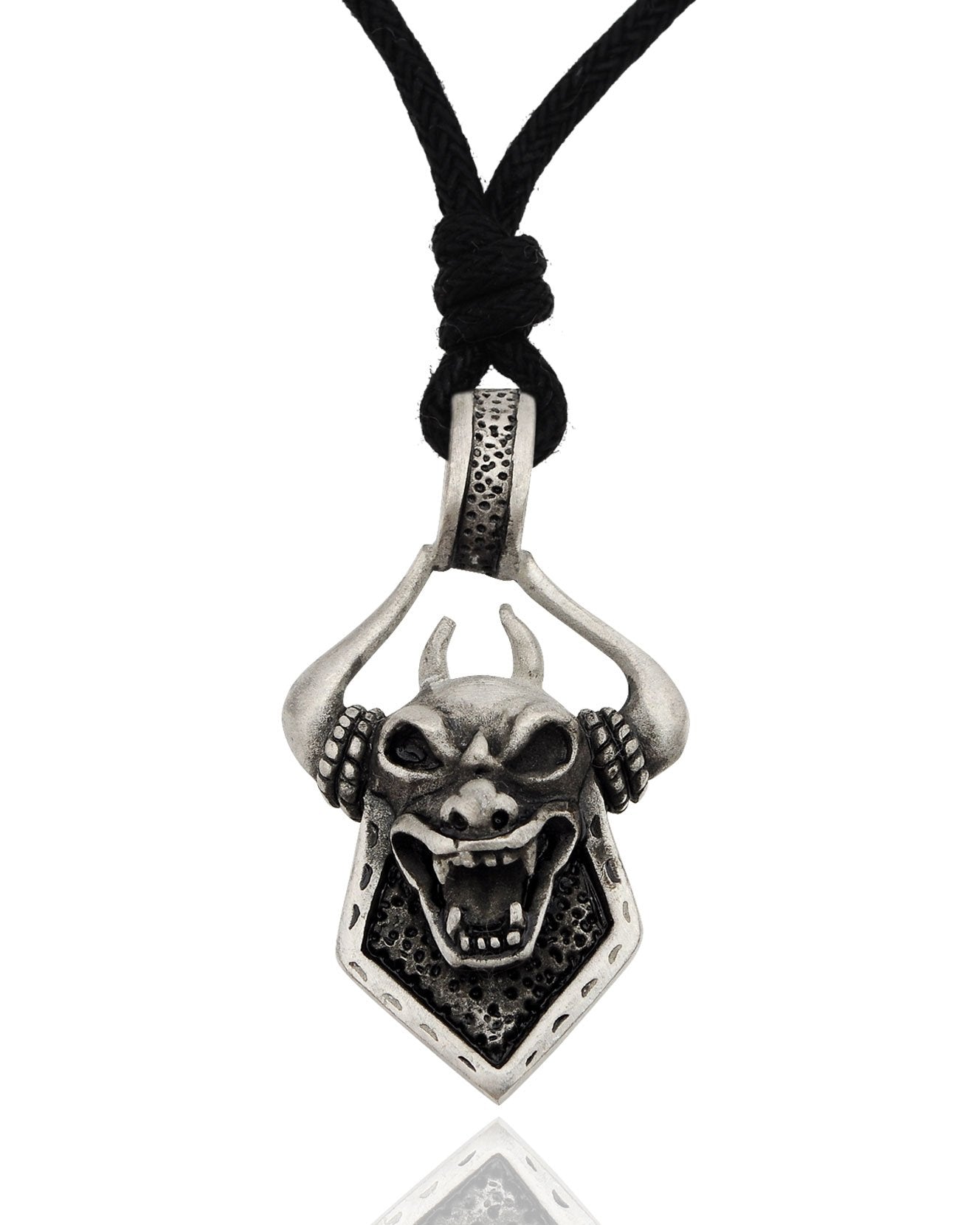 Pagan Gargoyle Demon Pan Skull Silver Pewter Charm Necklace Pendant Jewelry