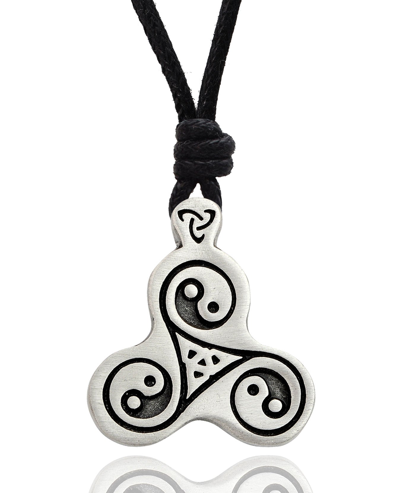Yin Yang Triquetra Trilogy Silver Pewter Charm Necklace Pendant Jewelry