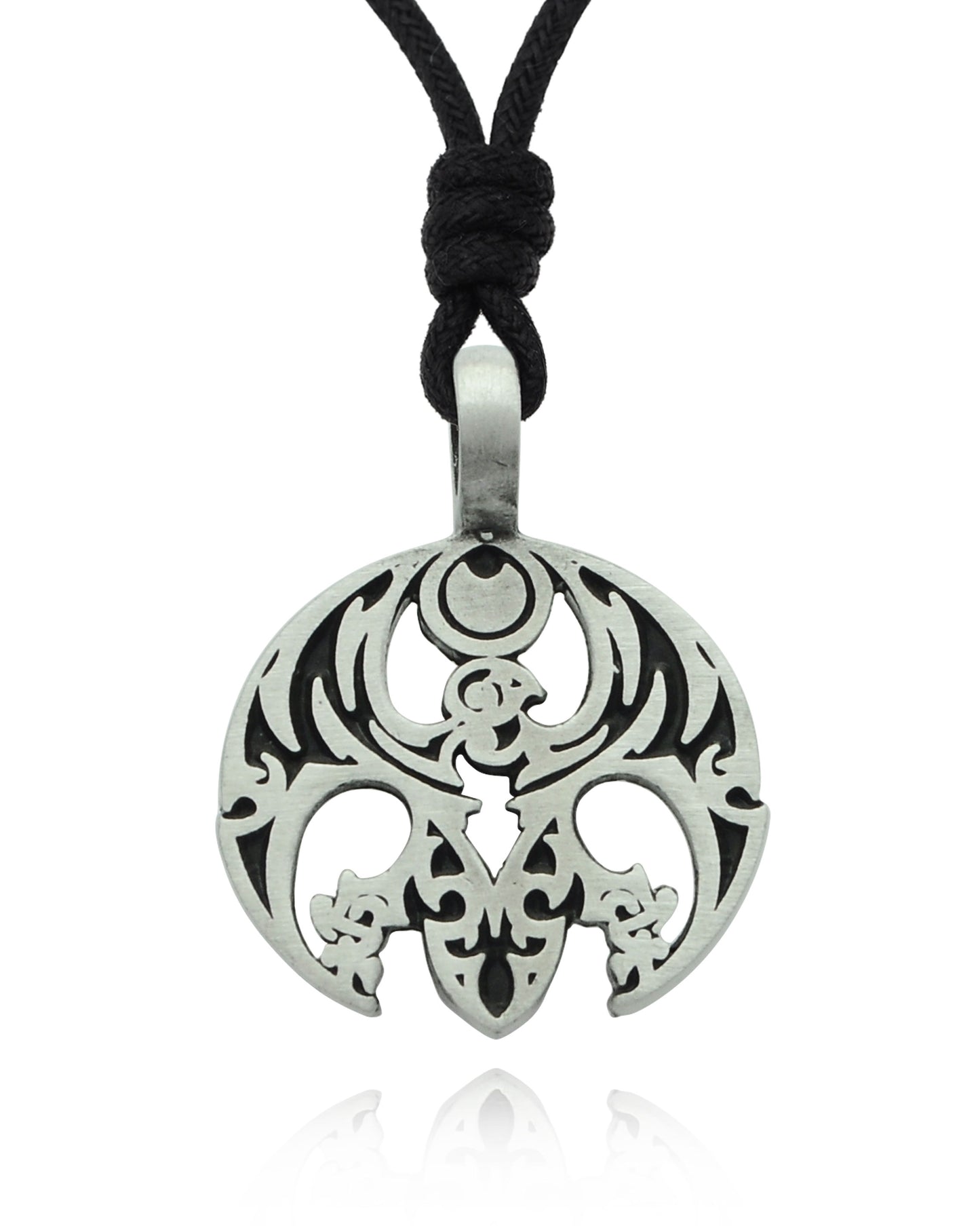 Gothic Phoenix Bird Silver Pewter Charm Necklace Pendant Jewelry