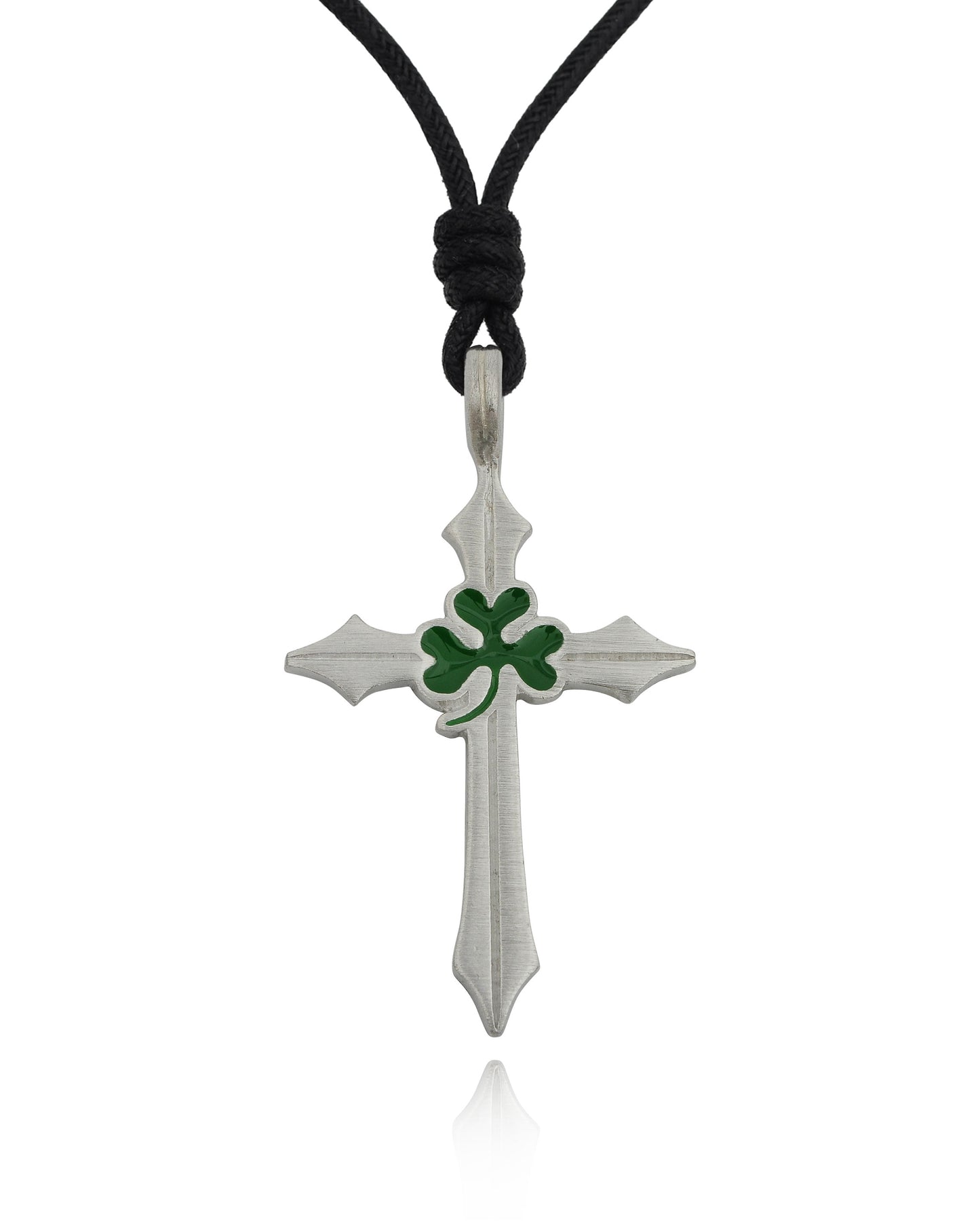 Irish Clover Celtic Cross Silver Pewter Charm Necklace Pendant Jewelry