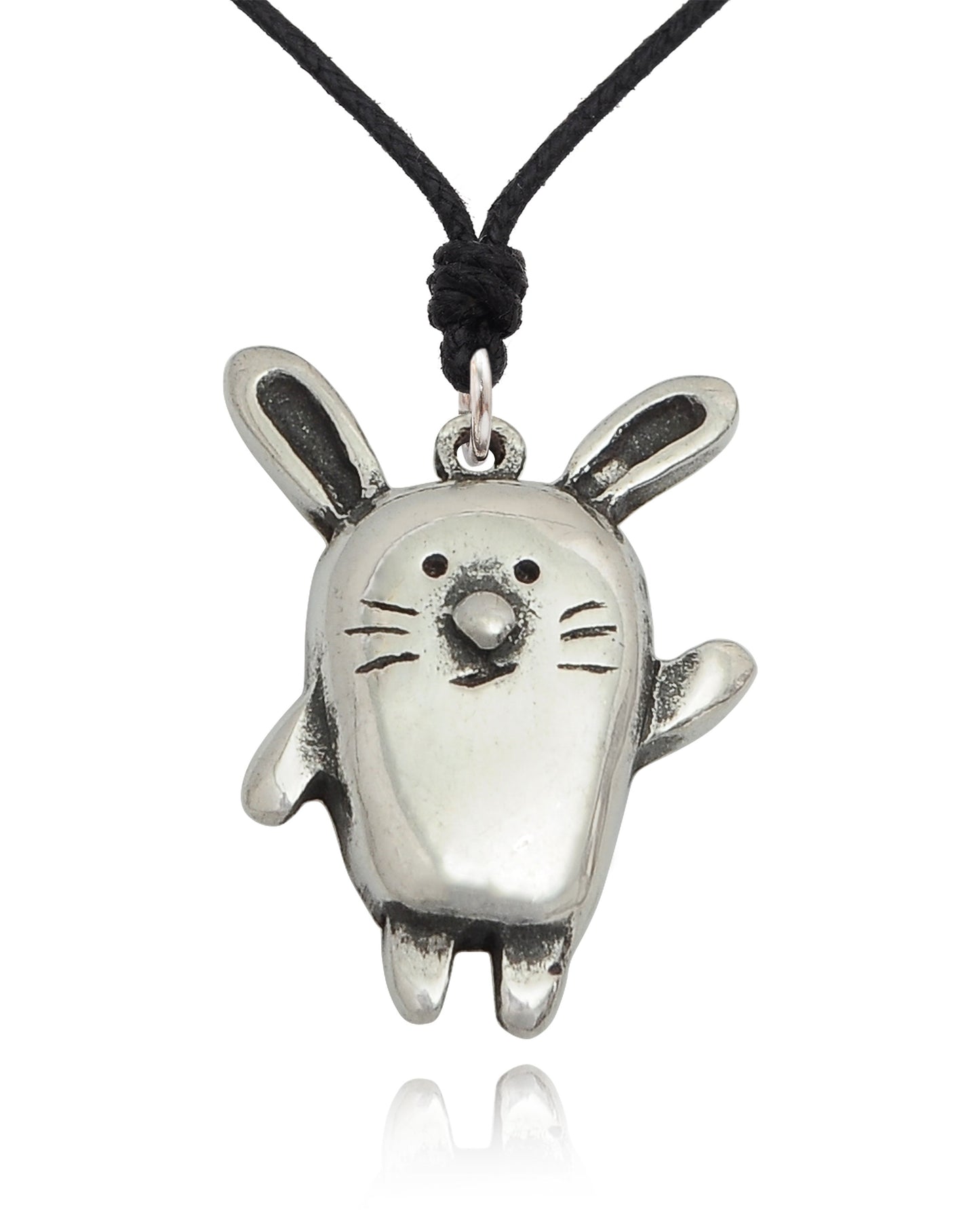 Greeting Rabbit Size M & S Silver Pewter Gold Brass Necklace Pendant Jewelry