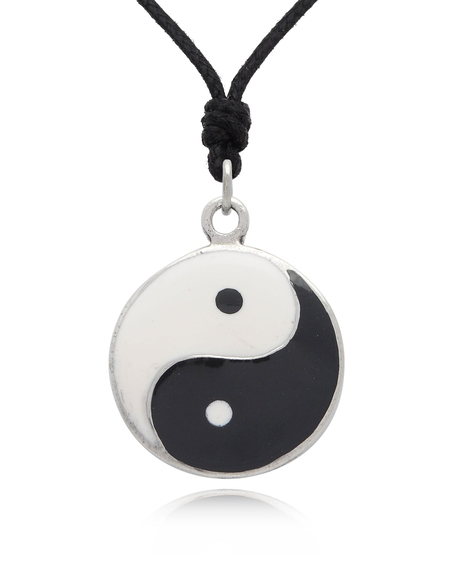 Yin Yang Japanese 92.5 Sterling Silver Charm Necklace Pendant Jewelry