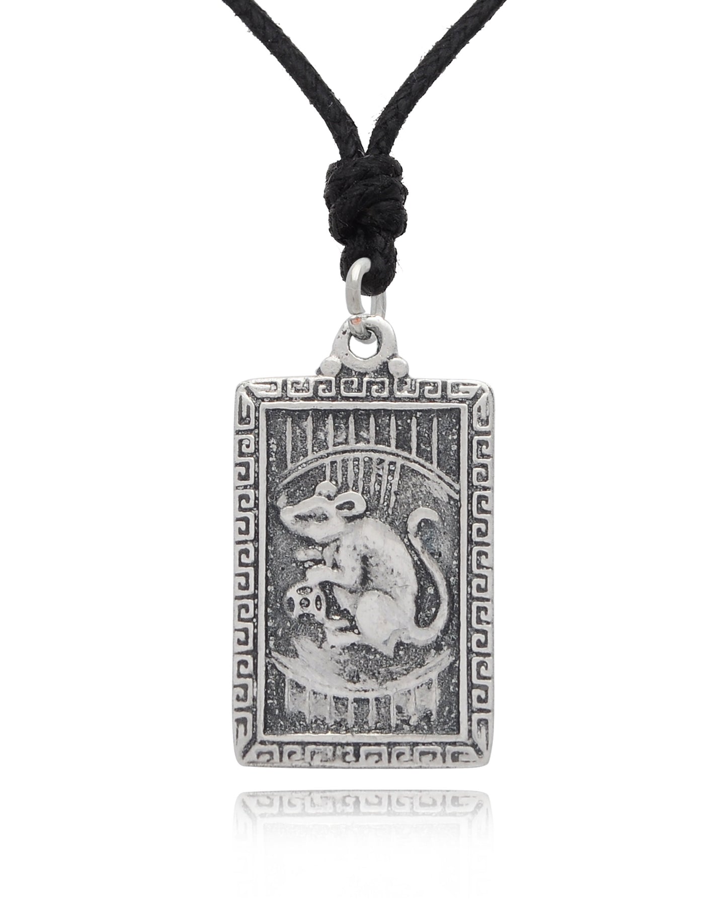 Rectangle Chinese Zodiac 92.5 Sterling Silver Pewter Gold Brass Necklace Pendant