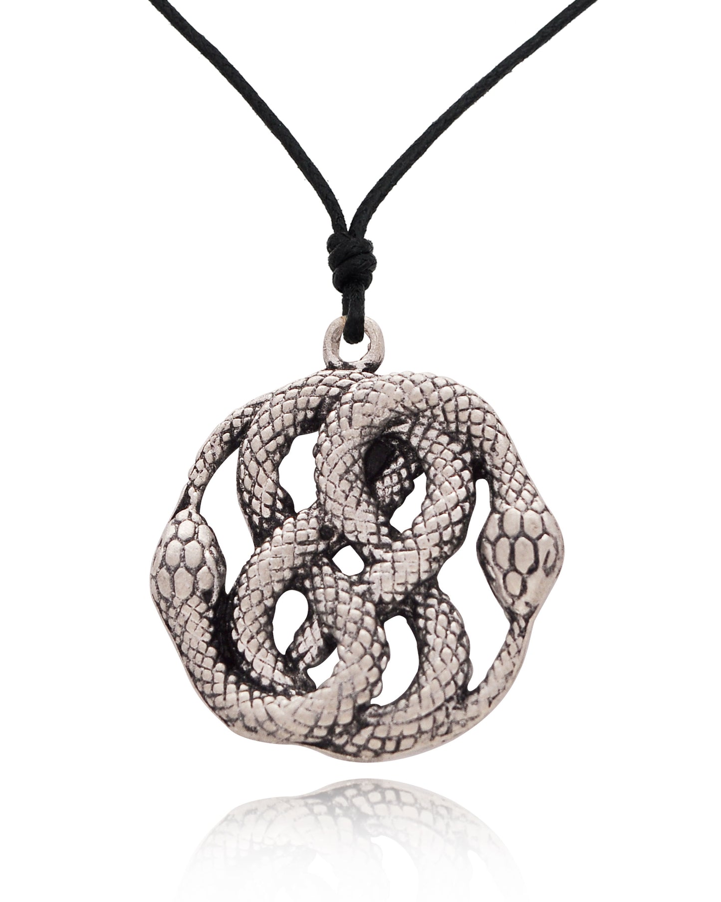 Double Ouroboros 92.5 Sterling Silver Pewter Brass Necklace Pendant Jewelry
