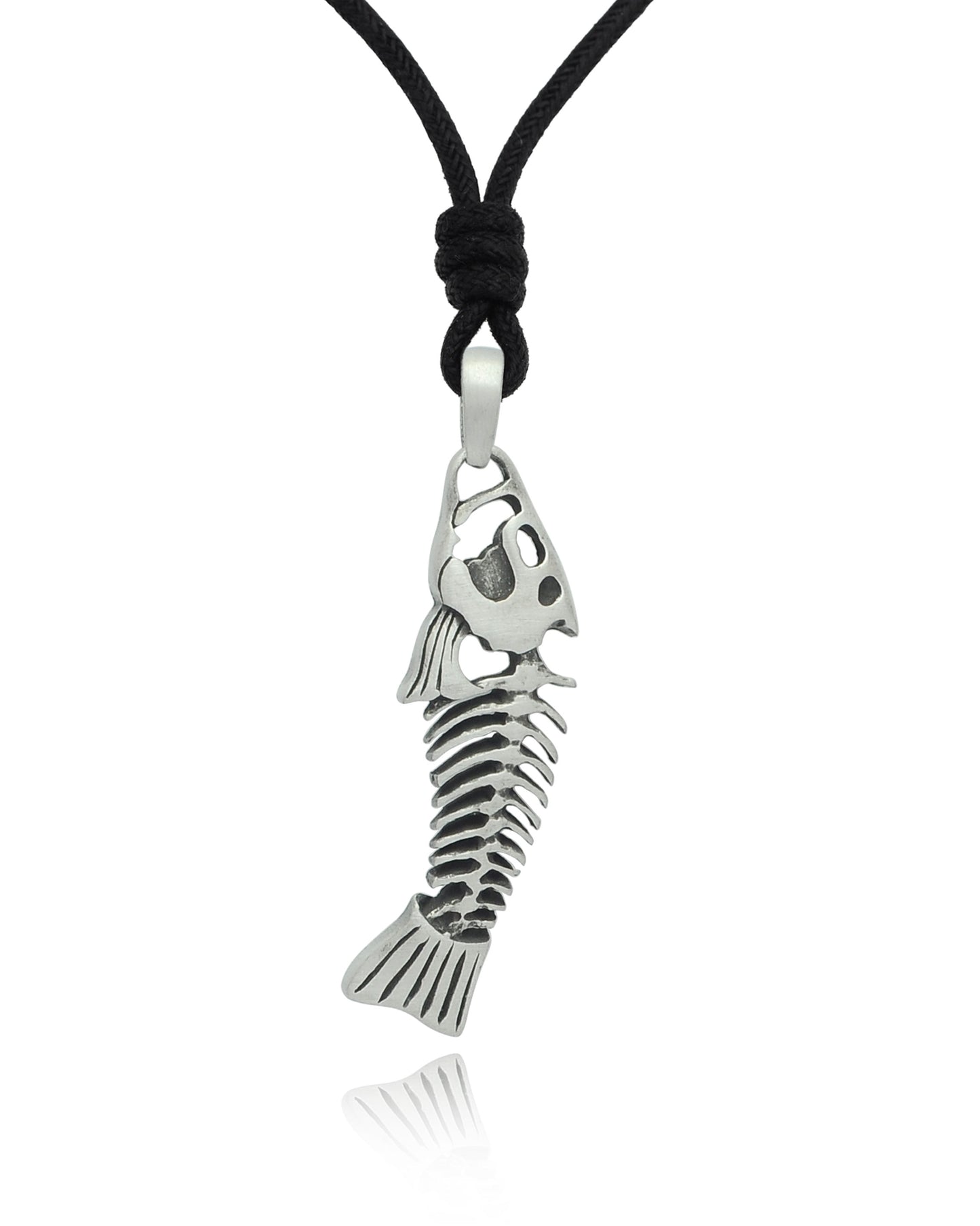 Stylish Fish Skeleton Silver Pewter Gold Brass  Charm Necklace Pendant Jewelry