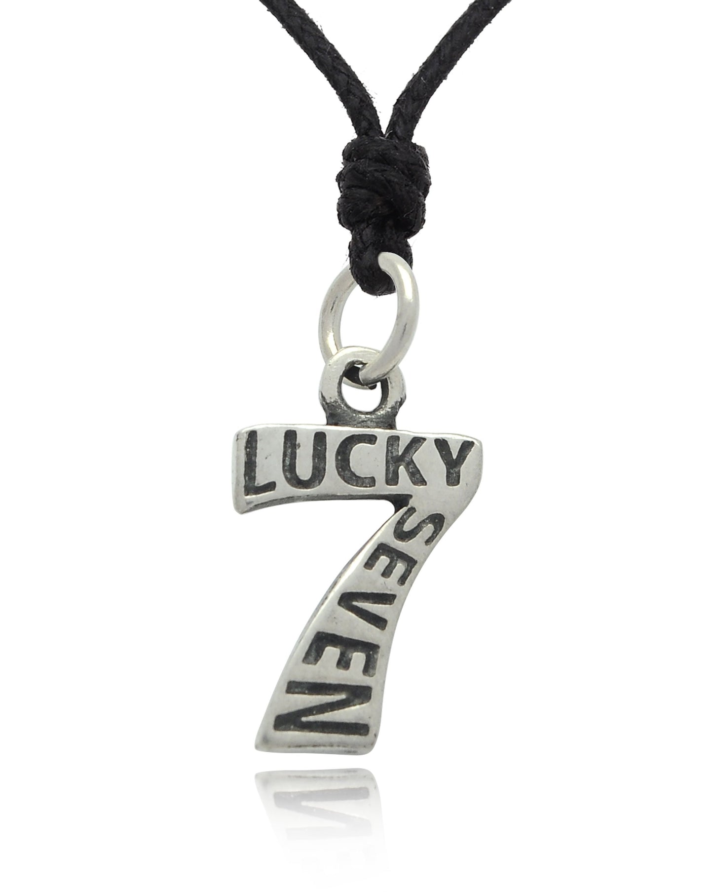 Number Seven Silver Pewter Charm Necklace Pendant Jewelry