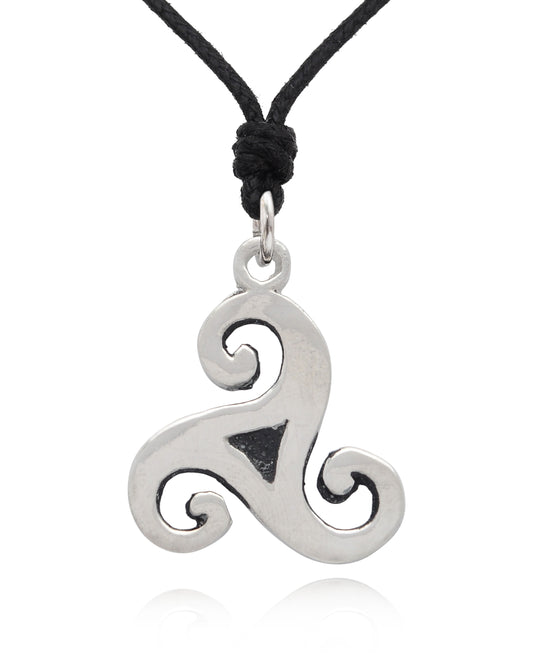 Bold Trinity Spiral Silver Pewter Charm Necklace Pendant Jewelry