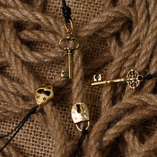 Lock And Key Friendship Handmade Gold Brass Charm Necklace Pendant Jewelry