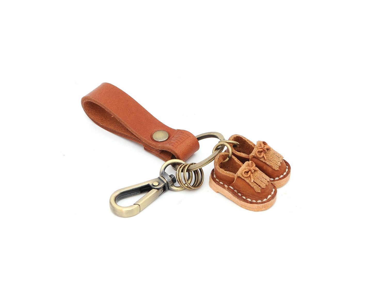 Genuine Leather Miniature Shoes Bag Cowboy Hat Boot Keychain Ring Handcrafted
