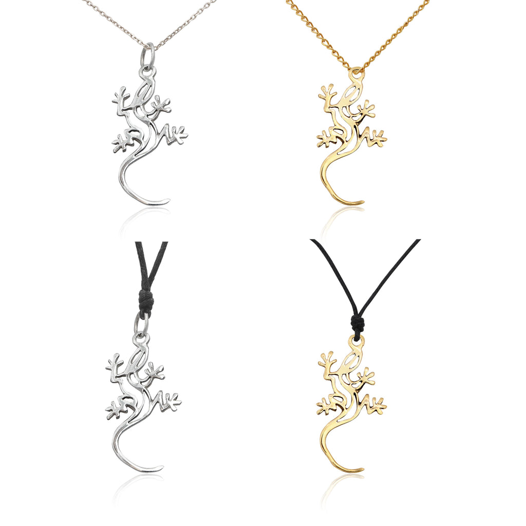 Flawless Lizard 92.5 Sterling Silver Gold Brass Necklace Pendant Jewelry