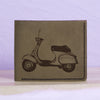 Men's Hand Drawn Retro Scooter Genuine Leather Blocking Bifold Wallet MHLT_01_GRN