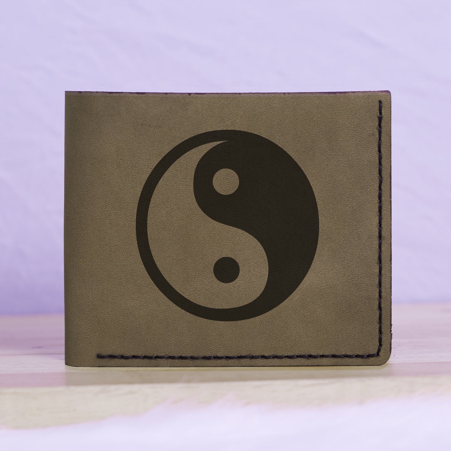 Men's Yin Yang Handmade Genuine Leather Blocking Bifold Wallet MHLT_01_GRN