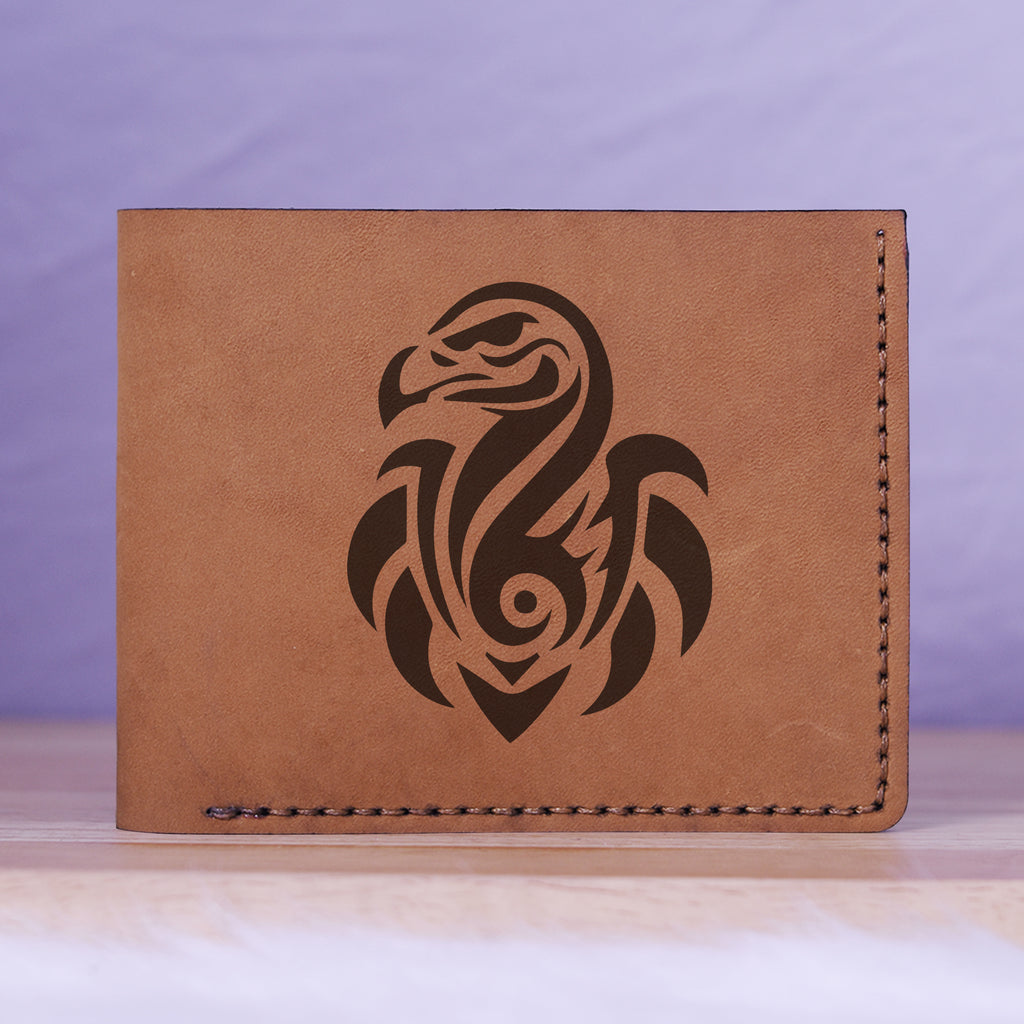 Men's Sharp Abstract Handmade Genuine Leather Blocking Bifold Wallet MHLT_01_BRN
