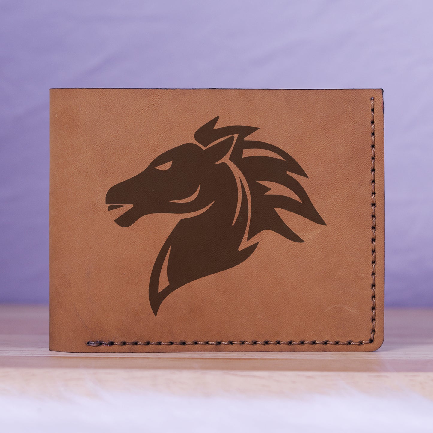 Men's Tribal Horse 1 Handmade Genuine Leather Blocking Bifold Wallet MHLT_01_BRN