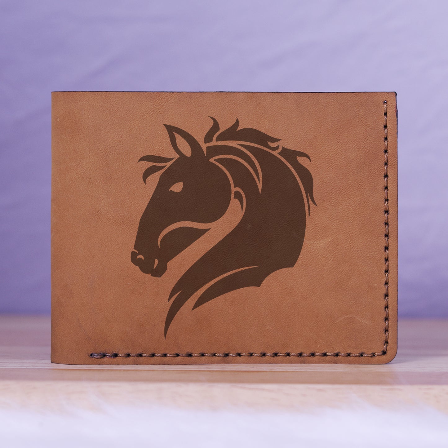 Men's Tribal Horse 1 Handmade Genuine Leather Blocking Bifold Wallet MHLT_01_BRN