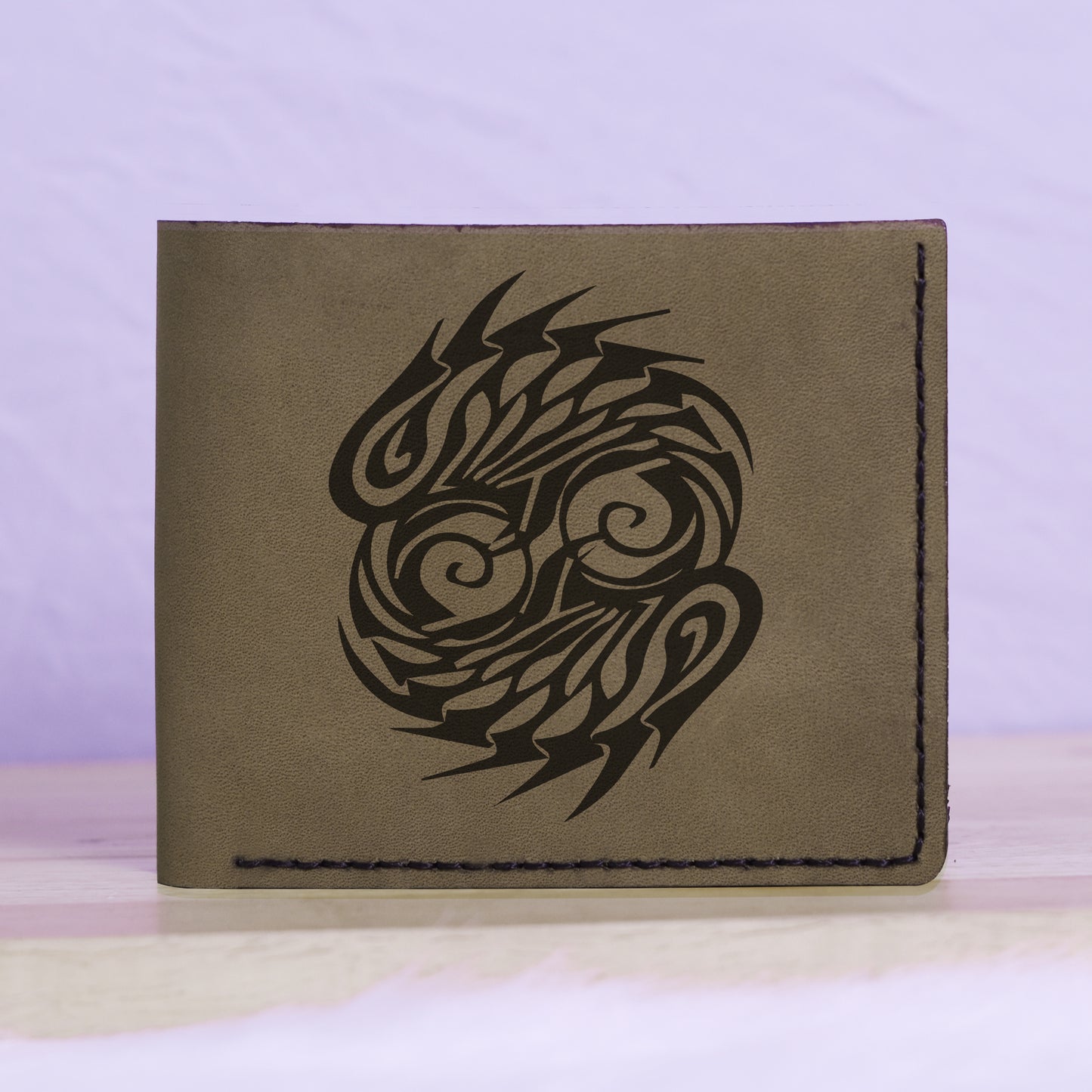 Men's Astrology Horoscope 2 Genuine Leather Blocking Bifold Wallet MHLT_01_GRN