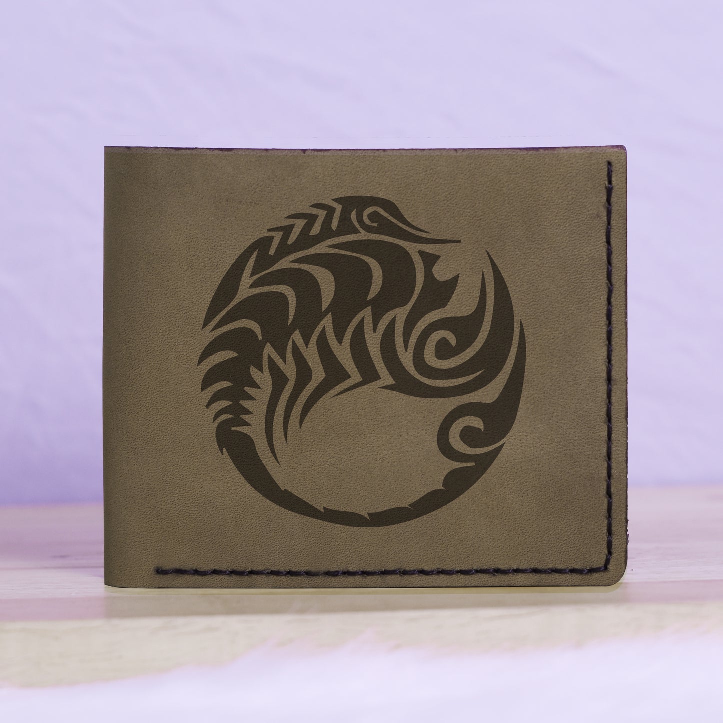 Men's Astrology Horoscope 2 Genuine Leather Blocking Bifold Wallet MHLT_01_GRN