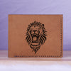 Men's Lion Tatoo Style Natural Genuine Leather Blocking Bifold Wallet MHLT_01_BRN