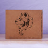 Men's Lion Tatoo Style Natural Genuine Leather Blocking Bifold Wallet MHLT_01_BRN